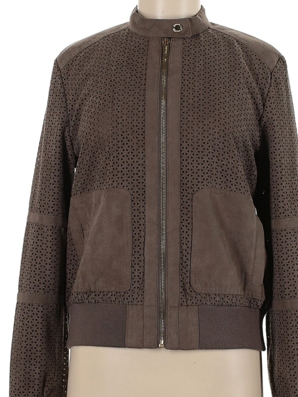 Kenneth Cole Perforated Suede Bomber Jacket Size Medium
